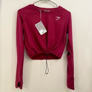 NWT. Size S. Gymshark drawcord crop. Red/Beet.